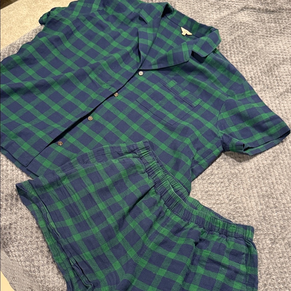 Green and Blue Plaid Eberjey ladies flannel Pajamas